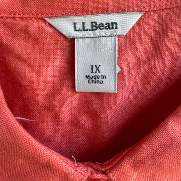 L.L. Bean Long Sleeve Button Up 100% Linen Embroidered Floral Shirt Size 1X - Picture 3 of 9